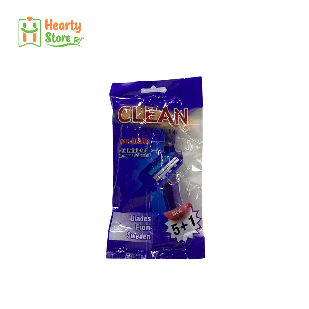 Clean Platinum (Twin Blade) တစ်ခါသုံး မုတ်ဆိတ်ရိတ်ဂျုတ် 5+1