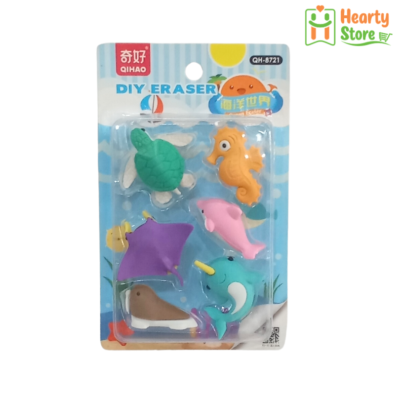 Qihao DIY - အရုပ်ပုံ ၆ခုပါ Eraser (QH-8721)